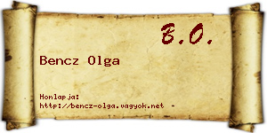 Bencz Olga névjegykártya